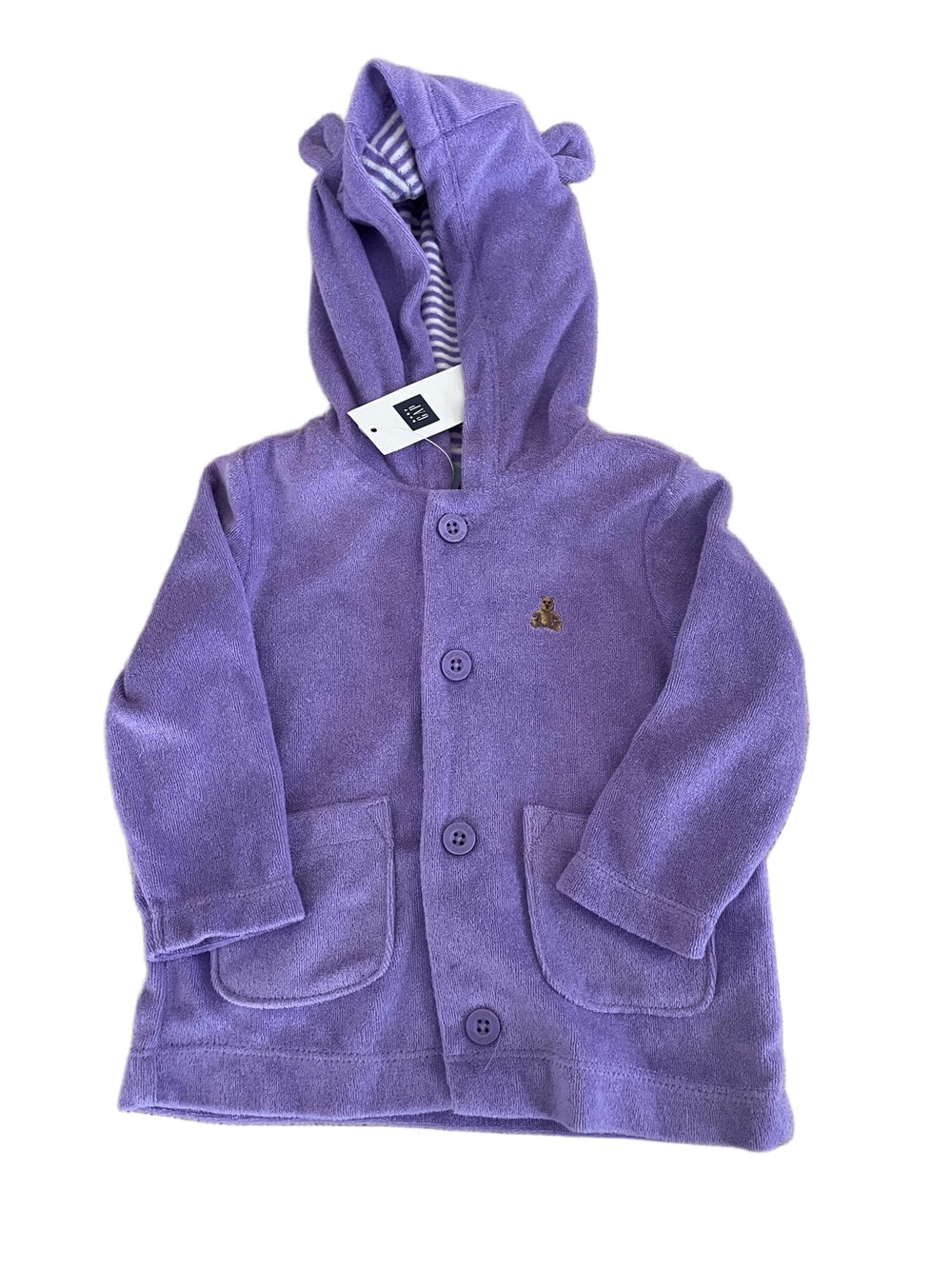GAP Baby Lavender Hooded Kids Jacket with Bear Patch 6-9 Mo. NWT!
